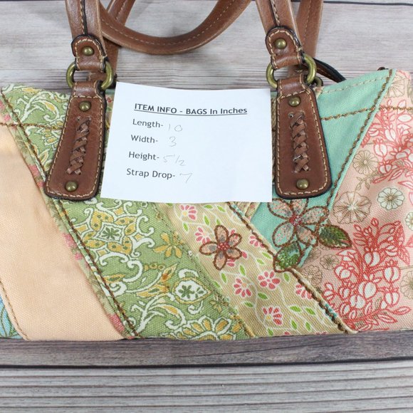 Fossil Genuine Classic Multicolor Embroidered Floral Cotton Patchwork Tote Bag - Picture 10 of 10